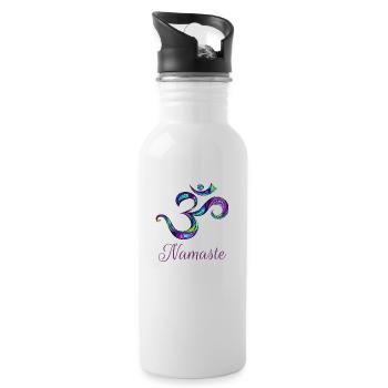 Om Zeichen für Yoga Schüler Yoga Klasse Outfit - Trinkflasche mit integriertem Trinkhalm - Weiß - Rechts