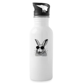 Hase Haustier Tier cool Sonnenbrillen Hasen Design - Trinkflasche mit integriertem Trinkhalm - Weiß - Rechts
