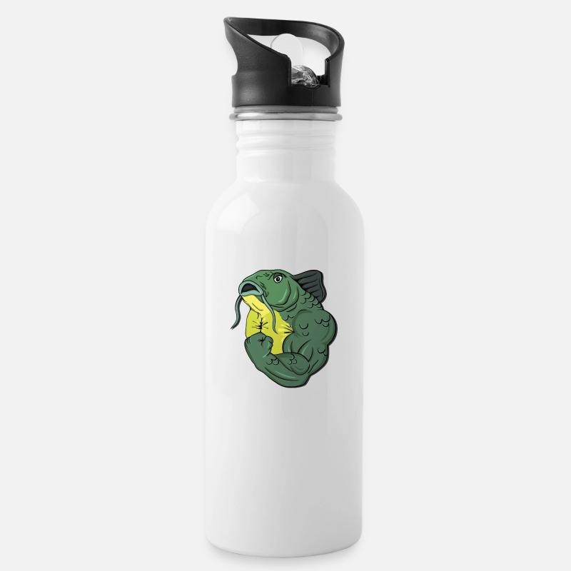 BadassFishing_0 - Trinkflasche mit integriertem Trinkhalm - Weiß