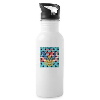 USA, stars and belts - Water bottle with straw - white - Right