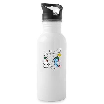 Schneemann und Geist - Trinkflasche mit integriertem Trinkhalm - Weiß - Rechts