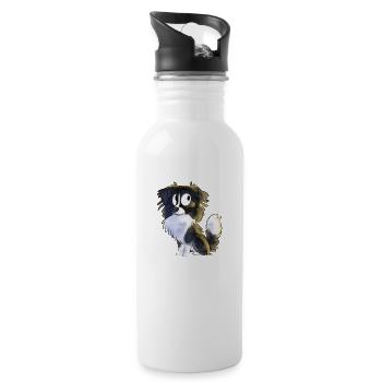Chibi Berger Australien - Noir - Gourde avec paille intégrée - blanc - Droite