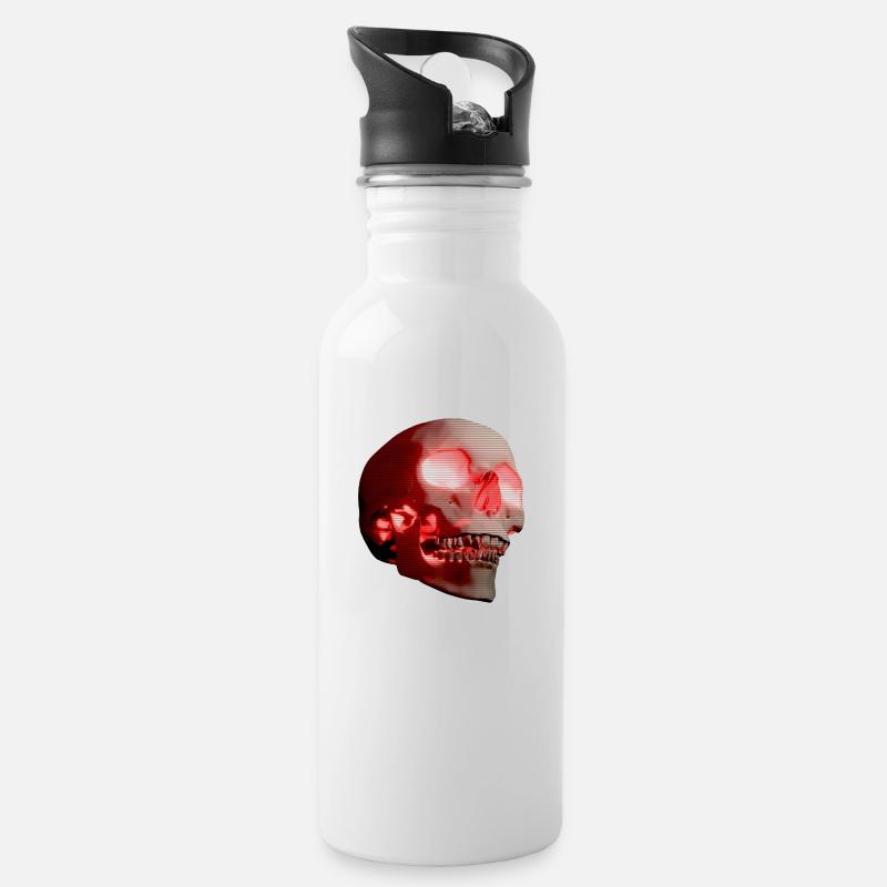 CYBER LASER SKULL - Trinkflasche mit integriertem Trinkhalm - Weiß