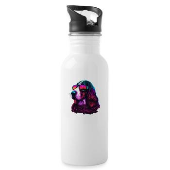 Basset Hound Dogs Basset Hounds - Trinkflasche mit integriertem Trinkhalm - Weiß - Rechts
