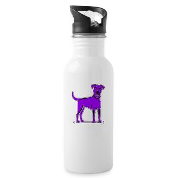 Hund - Trinkflasche mit integriertem Trinkhalm - Weiß - Rechts