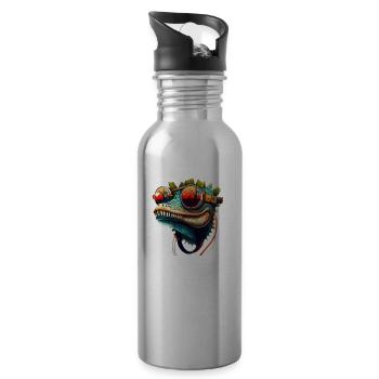 Even a crocodile goes on holiday in summer - Water bottle with straw - silver - Right
