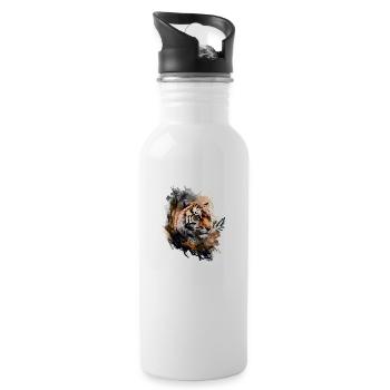 The tiger - Water bottle with straw - white - Right