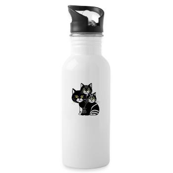 Katzem - Trinkflasche mit integriertem Trinkhalm - Weiß - Rechts