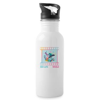 Cute whale - sea life - Water bottle with straw - white - Right
