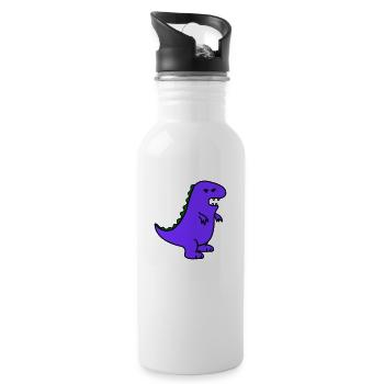 angry dino - Trinkflasche mit integriertem Trinkhalm - Weiß - Rechts