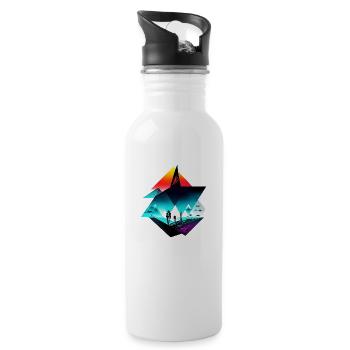 Walking the world - Water bottle with straw - white - Right