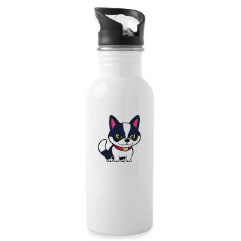 Little Dog Outlined - Water bottle with straw - white - Right