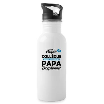 super collègue / papa exceptionnel - Gourde avec paille intégrée - blanc - Droite