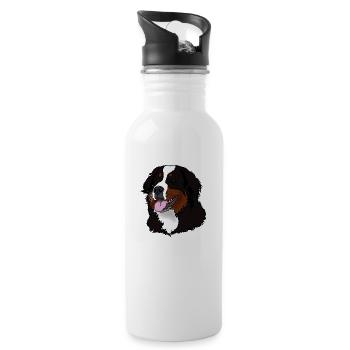 Berner Sennenhund Kopf - Trinkflasche mit integriertem Trinkhalm - Weiß - Rechts