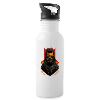 Goldener Roboter - Trinkflasche mit integriertem Trinkhalm - Weiß - Rechts