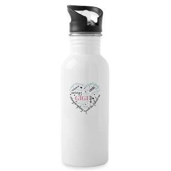 Mother's Day Heart 4 - Water bottle with straw - white - Right