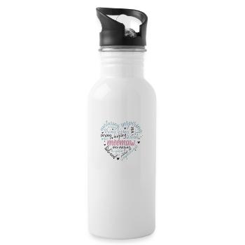 Mother's Day Heart 9 - Water bottle with straw - white - Right