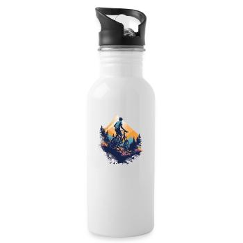 Mountain biking in the mountains - Water bottle with straw - white - Right
