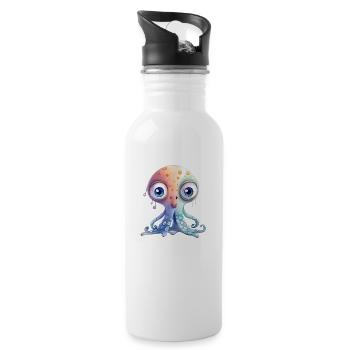 Octopus Illustration Kids - Water bottle with straw - white - Right