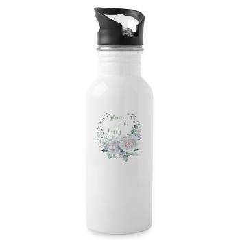 Fleur - Gourde avec paille intégrée - blanc - Droite