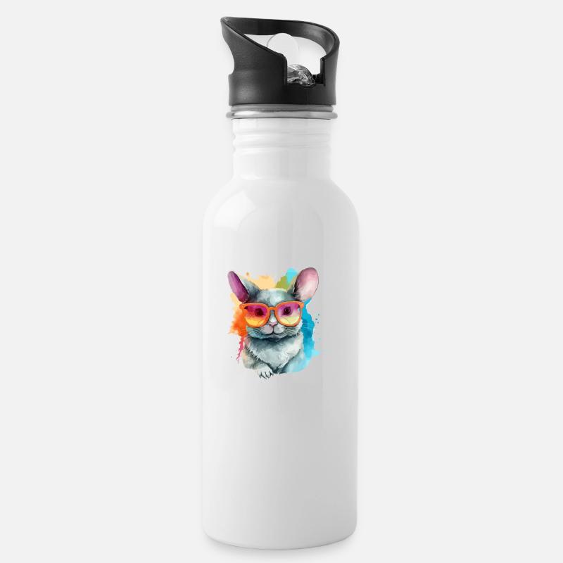 Jose Chinchilla - Trinkflasche mit integriertem Trinkhalm - Weiß