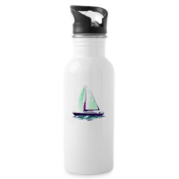 Sailing, sailing, sailboat, sailing ship - Water bottle with straw - white - Right