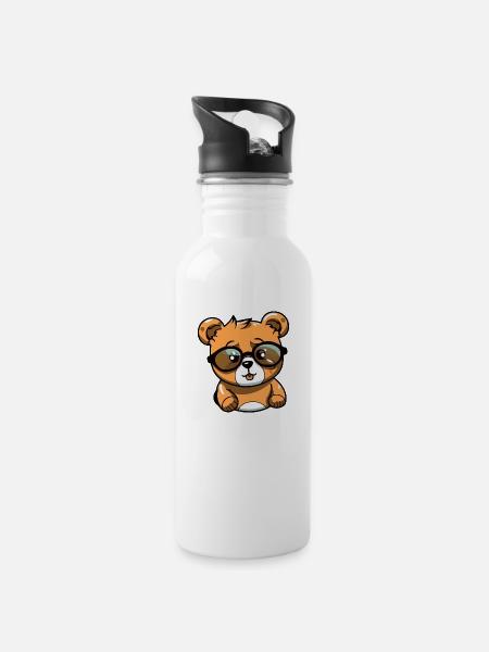 Maki Puuh - Trinkflasche mit integriertem Trinkhalm - Weiß