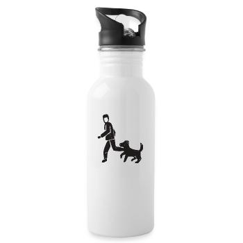 Hund - Trinkflasche mit integriertem Trinkhalm - Weiß - Rechts