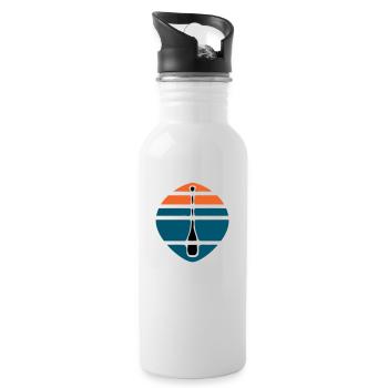 Paddel Sonnenuntergang Logo - Trinkflasche mit integriertem Trinkhalm - Weiß - Rechts