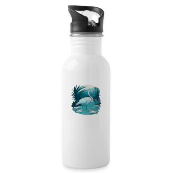 Flamingo's Aquatic Ballet - Water bottle with straw - white - Right