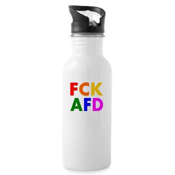 Fck afd - Trinkflasche mit integriertem Trinkhalm - Weiß - Rechts