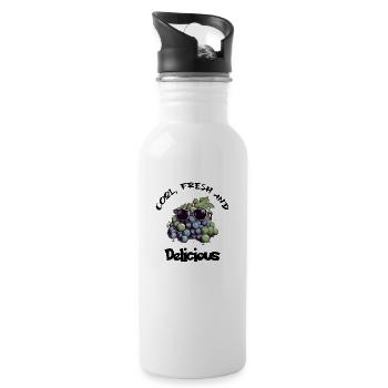 Kühl, frisch und lecker - Trinkflasche mit integriertem Trinkhalm - Weiß - Rechts