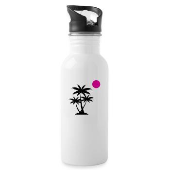 palme sunset - Trinkflasche mit integriertem Trinkhalm - Weiß - Rechts