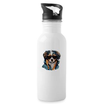 Pattes urbaines: Streetwise Dog Vibes | Amoureux des chiens - Gourde avec paille intégrée - blanc - Droite