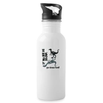 Velociraptor besser verstecken, Dino - Trinkflasche mit integriertem Trinkhalm - Weiß - Rechts