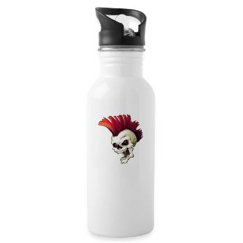 Crâne de punk - Gourde avec paille intégrée - blanc - Droite