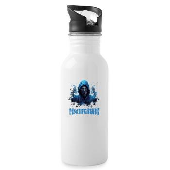 Magdeburg T-Shirt für Magdeburger Ultras - Trinkflasche mit integriertem Trinkhalm - Weiß - Rechts