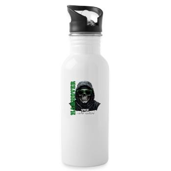 Hannover und nicht anders! Hannover Ultras Herren - Trinkflasche mit integriertem Trinkhalm - Weiß - Rechts