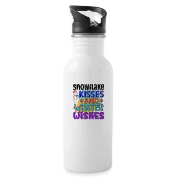 Snowflake kisses and winter wishes - Water bottle with straw - white - Right
