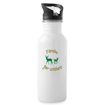 Ich bremse für die Tiere - Trinkflasche mit integriertem Trinkhalm - Weiß - Rechts