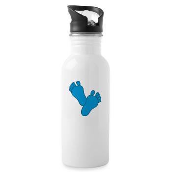Baby Feet Boy - Water bottle with straw - white - Right