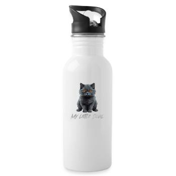 Chat Gris Mignon Mon Petit Diable - Gourde avec paille intégrée - blanc - Droite