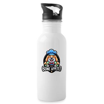 Bone Appetit - Trinkflasche mit integriertem Trinkhalm - Weiß - Rechts