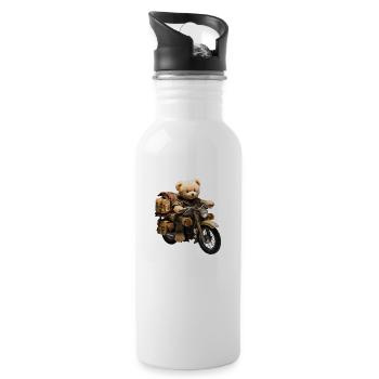 Motard ours en peluche en tournée - Gourde avec paille intégrée - blanc - Droite