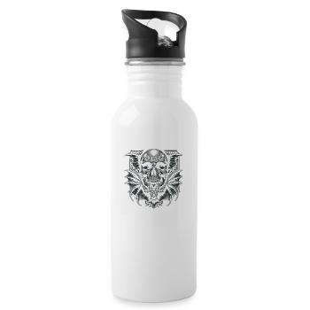 Dark Wings: Skull and Bat - Water bottle with straw - white - Right