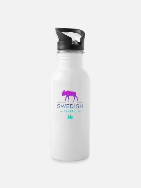 Schweden, Schweden, Skandinavien, Skandinavien, Wikinger, Europa - Trinkflasche mit integriertem Trinkhalm - Weiß
