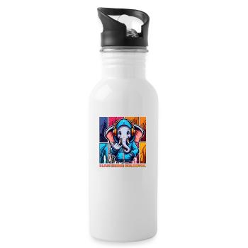 I live being colorful - Water bottle with straw - white - Right