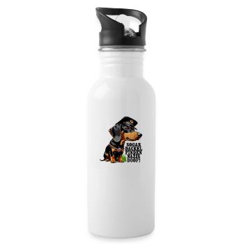 ANTI AFD DACKEL, SOGAR DACKEL FINDEN NAZIS DOOF - Trinkflasche mit integriertem Trinkhalm - Weiß - Rechts