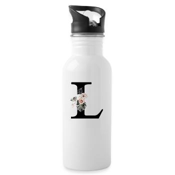 Tropical Floral Letter L - Water bottle with straw - white - Right