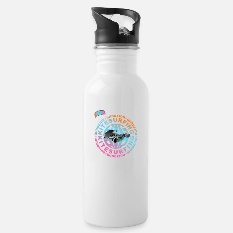 Windkind Kitesurfing - Water bottle with straw - white